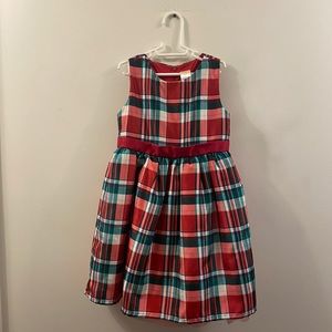 Girls Gymboree Holiday Dress, red, green, white navy and yellow plaid, size 5T